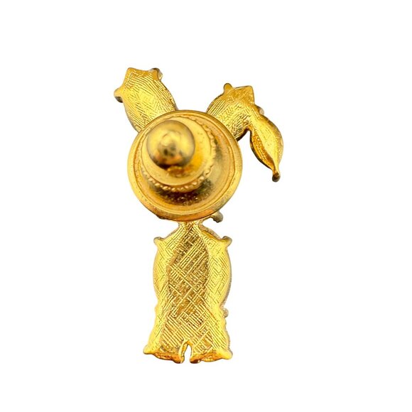 Gold-Tone Bunny Rabbit Pin Crystal Rhinestone Accents Animal Lapel Brooch Vintag - Picture 3 of 5